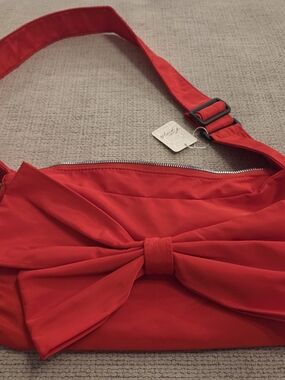 Free People Red Bow-Front Shoulder Bag